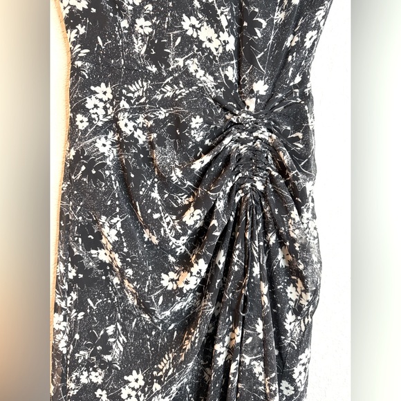 ALLSAINTS Ariya Lisk Floral Print Ruched Drawstring Semi Sheer Maxi Skirt Dress - Picture 8 of 13